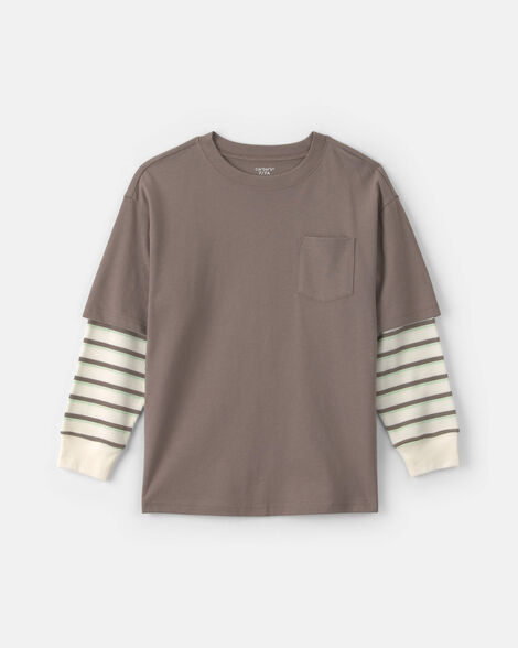 boys striped long-sleeve t-shirt - grey