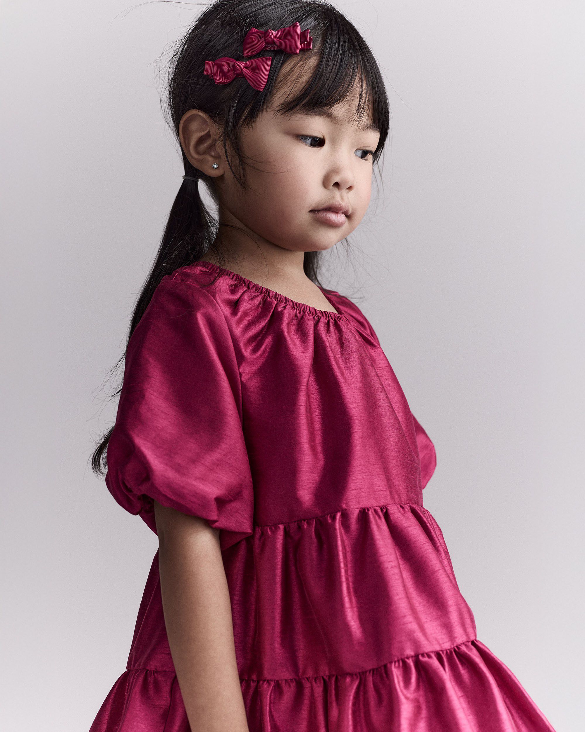 Otter Avenue Toddler Girl Puff-Sleeve Tiered Party Dress 12M Fuchsia 18$