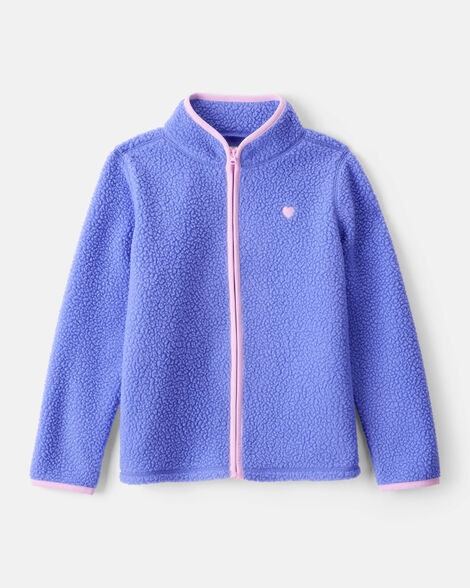 Girls Microfleece Long-Sleeve Zip-Up Jacket - Blue
