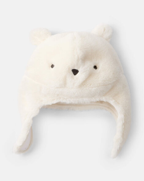 baby polar bear winter trapper hat - white