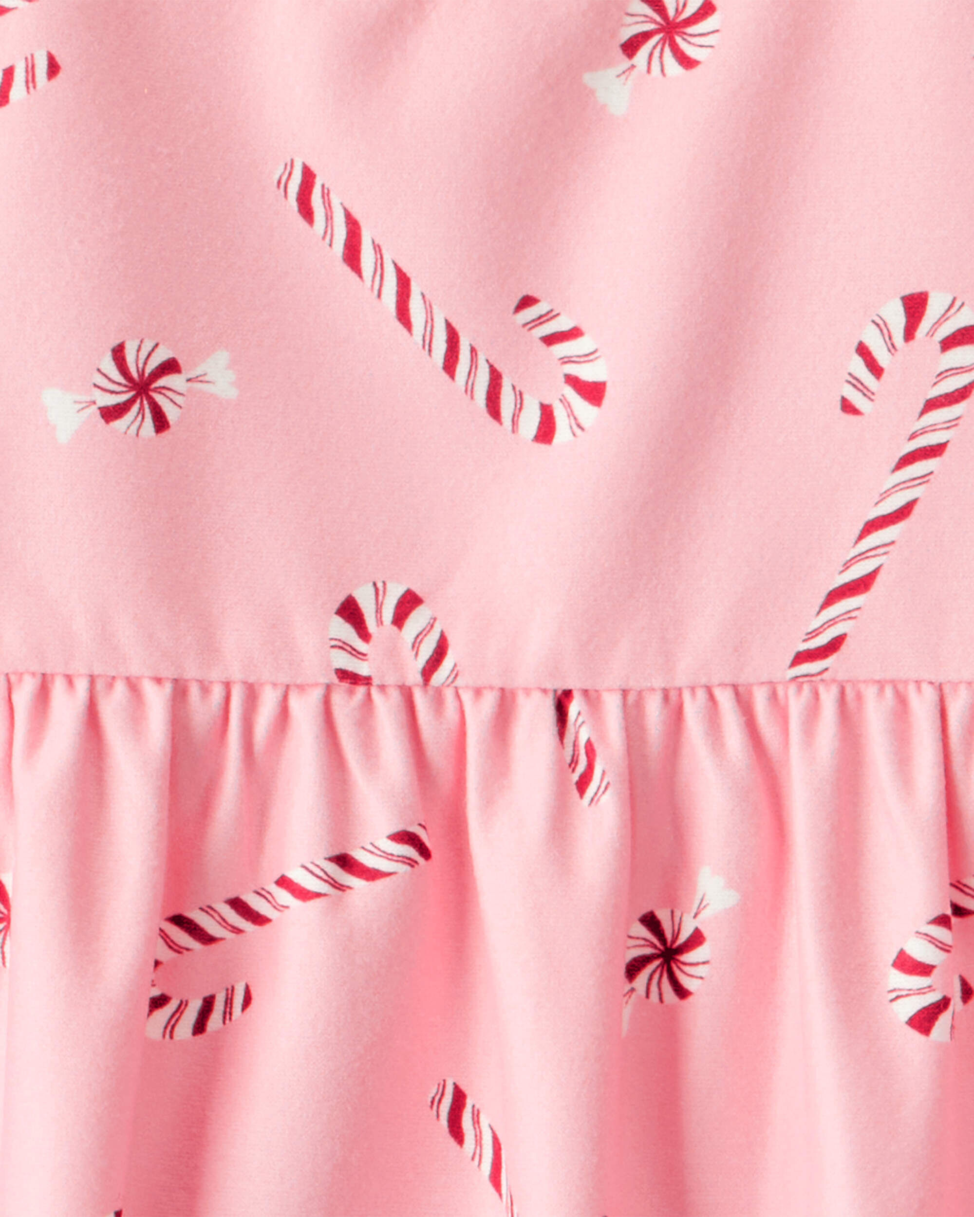 Girls 2-Piece Pink Peppermints Long-Sleeve Loose Fit Night Gown & Matching Doll Gown - Pink