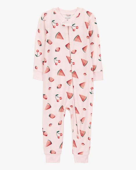  Product image 1 of Baby Fruit Print Zip-Up PurelySoft Footless 1-Piece Pajamas - Pink