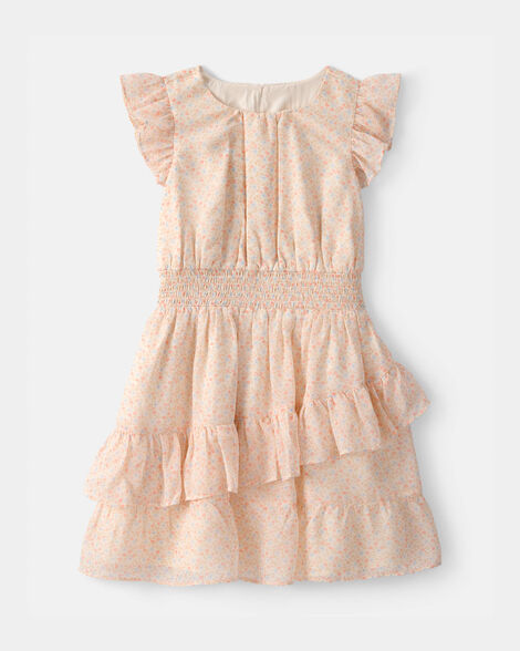 girls floral smocked dress - pink