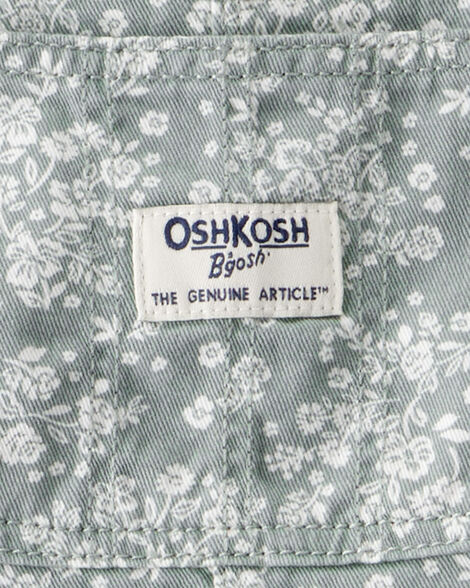Toddler Lightweight Floral Print Canvas Overalls - Green