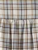 Brown - Toddler Organic Cotton Herringbone Plaid Button-Front Dress, Selected