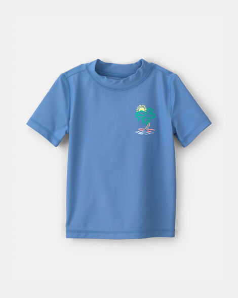 toddler boy palm tree short-sleeve rashguard - blue