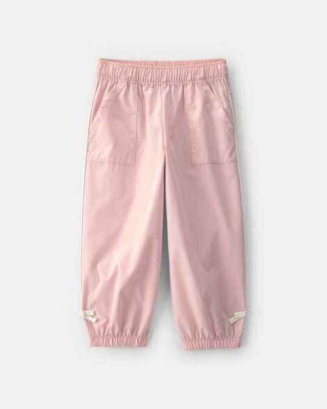 toddler girl bow-cuff poplin joggers - pink