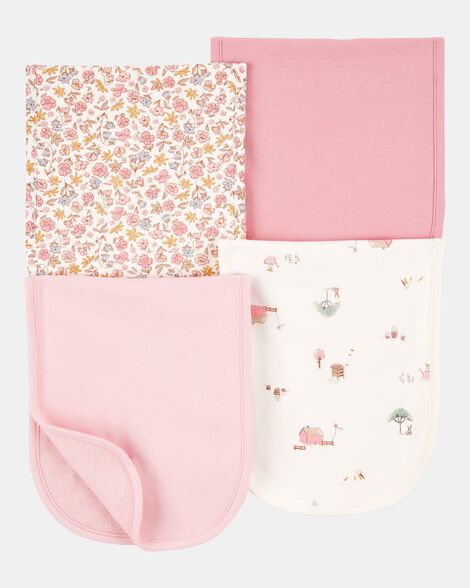 baby 4-pack burp cloths - pink