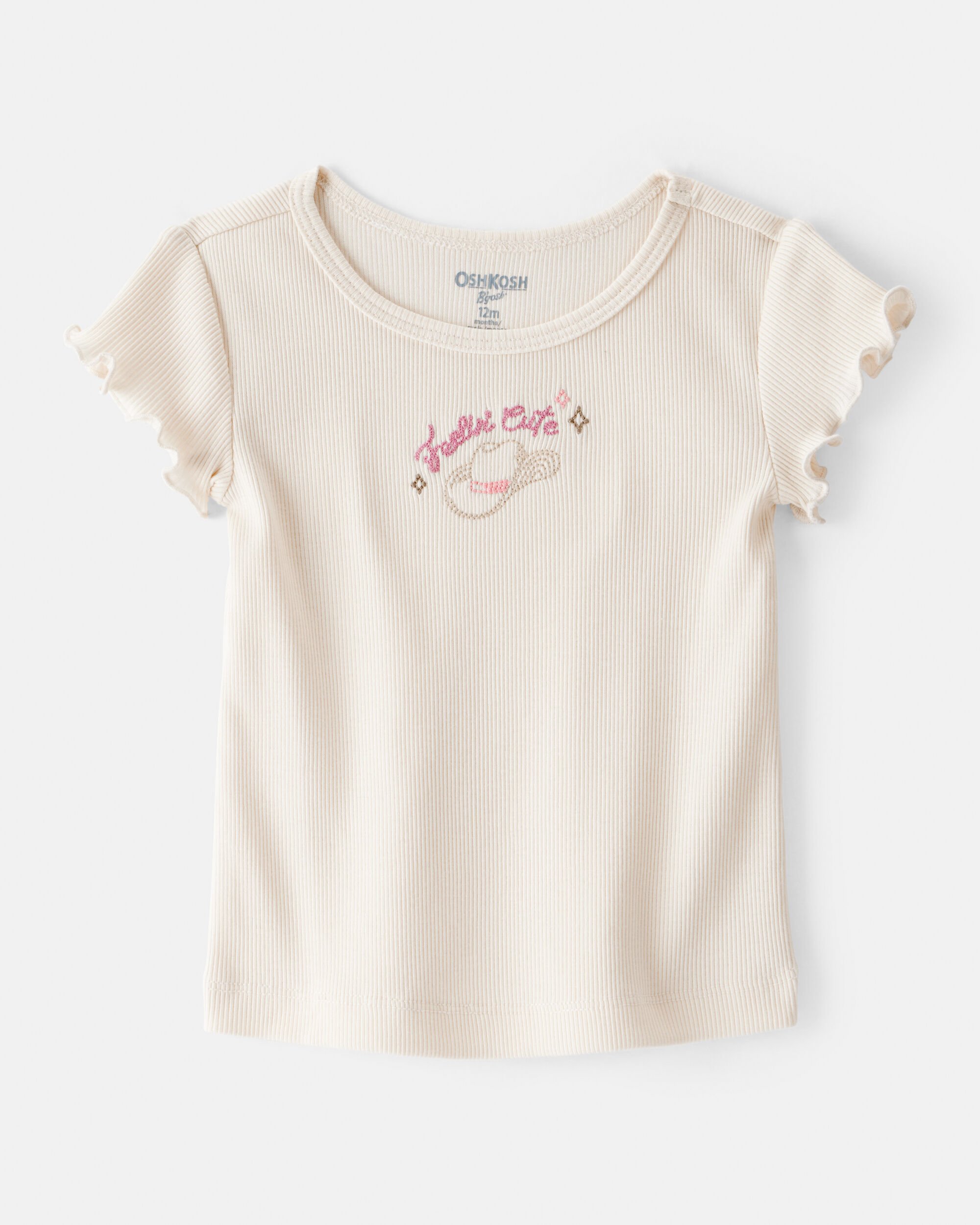 Baby Girl Cowgirl Hat Cotton Short-Sleeve Top - Ivory