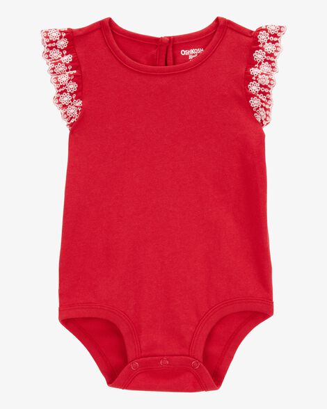  Product image 1 of Baby Eyelet Ruffle Bodysuit - Red