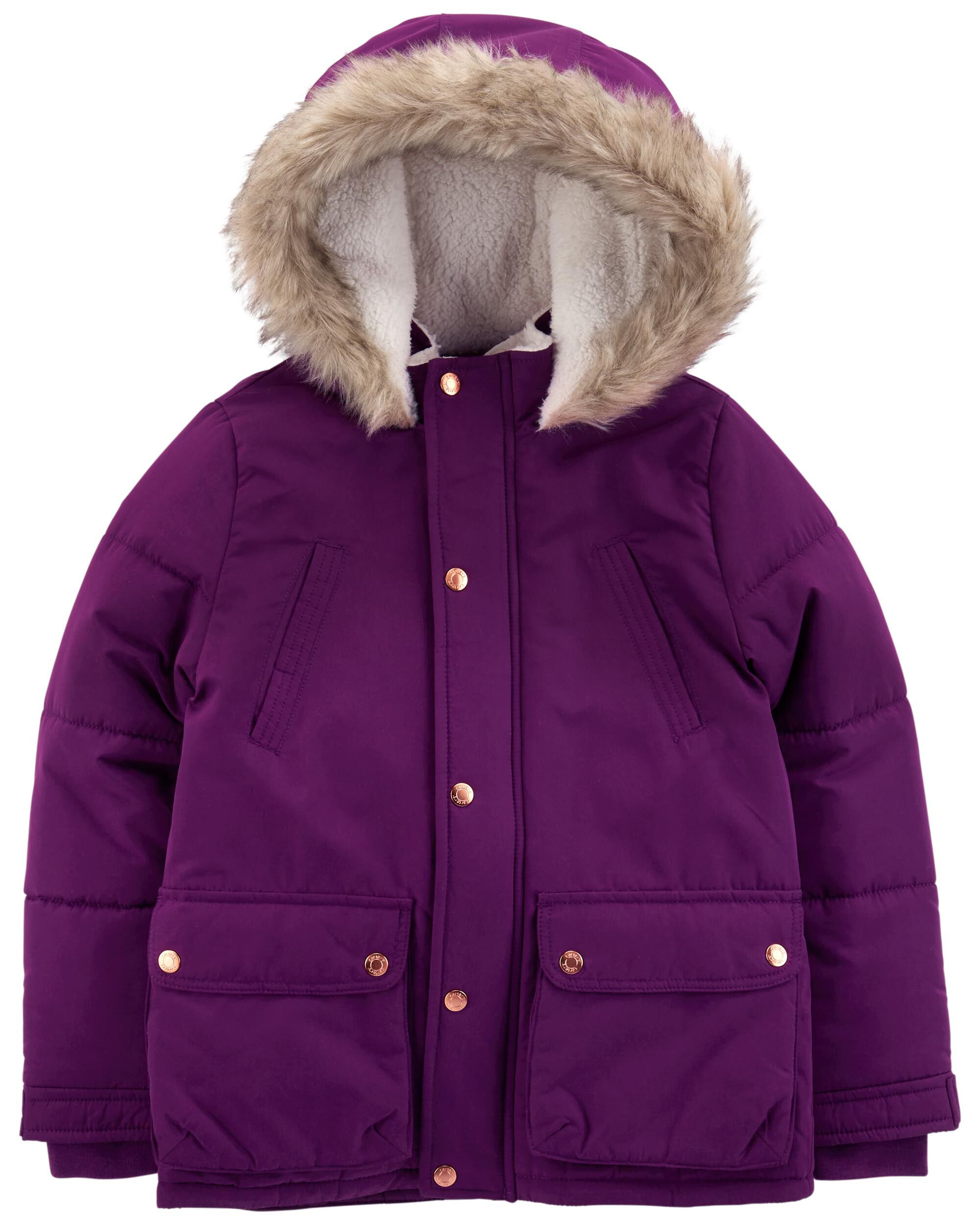 Purple parka fur hood hot sale
