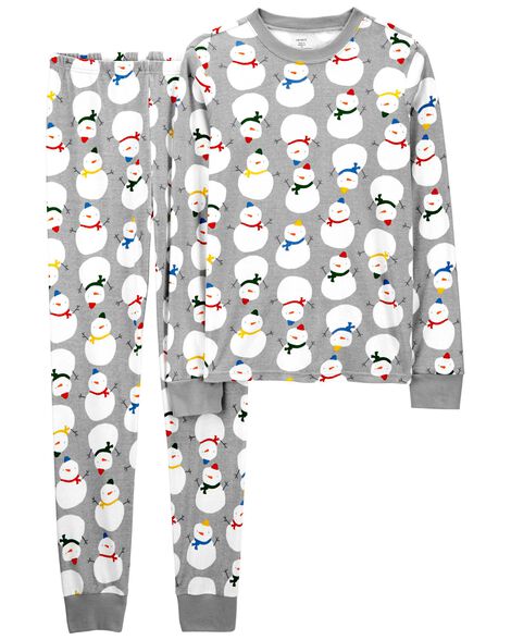 Adult 2-Piece Snowman 100% Snug Fit Cotton Pajamas