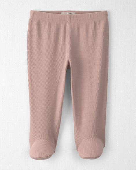 Baby Girl Organic Cotton Rib Footed Pants