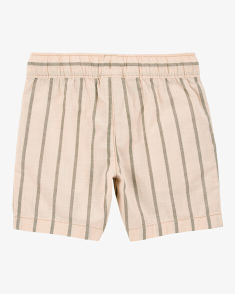 Baby 2-Piece Striped Button-Down Shirt & Drawstring Shorts Set - Khaki