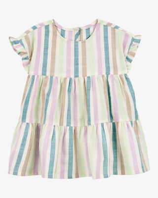 Product image 1 of Baby Striped Linen Look-Alike Tiered Dress