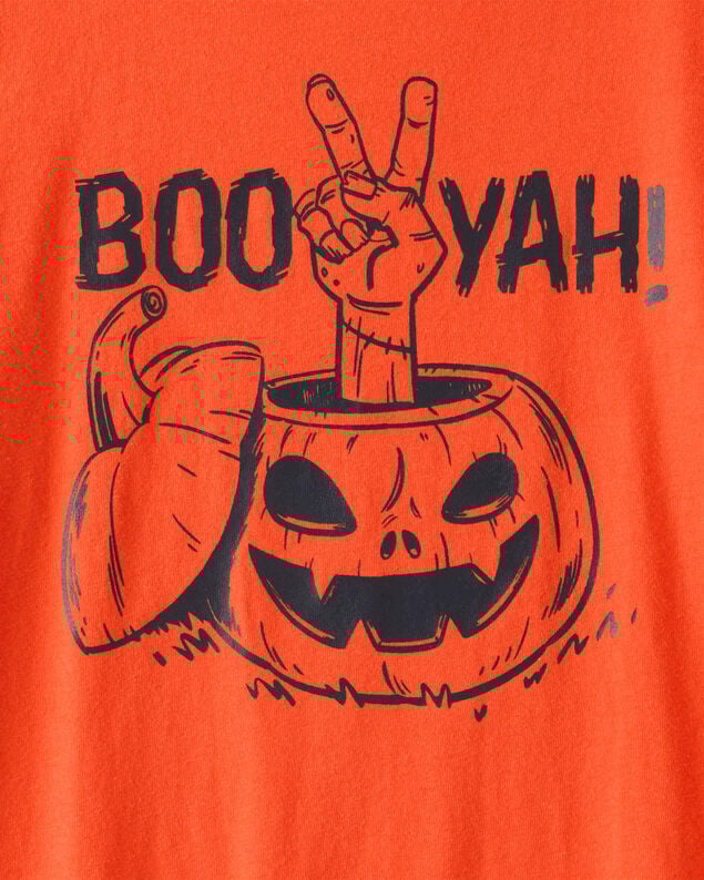 Product image 2 of Boys Halloween Boo Yah Long-Sleeve Graphic Tee - Orange