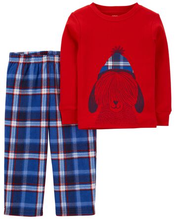 Toddler 2-Piece Dog Thermal & Fleece PJs, 