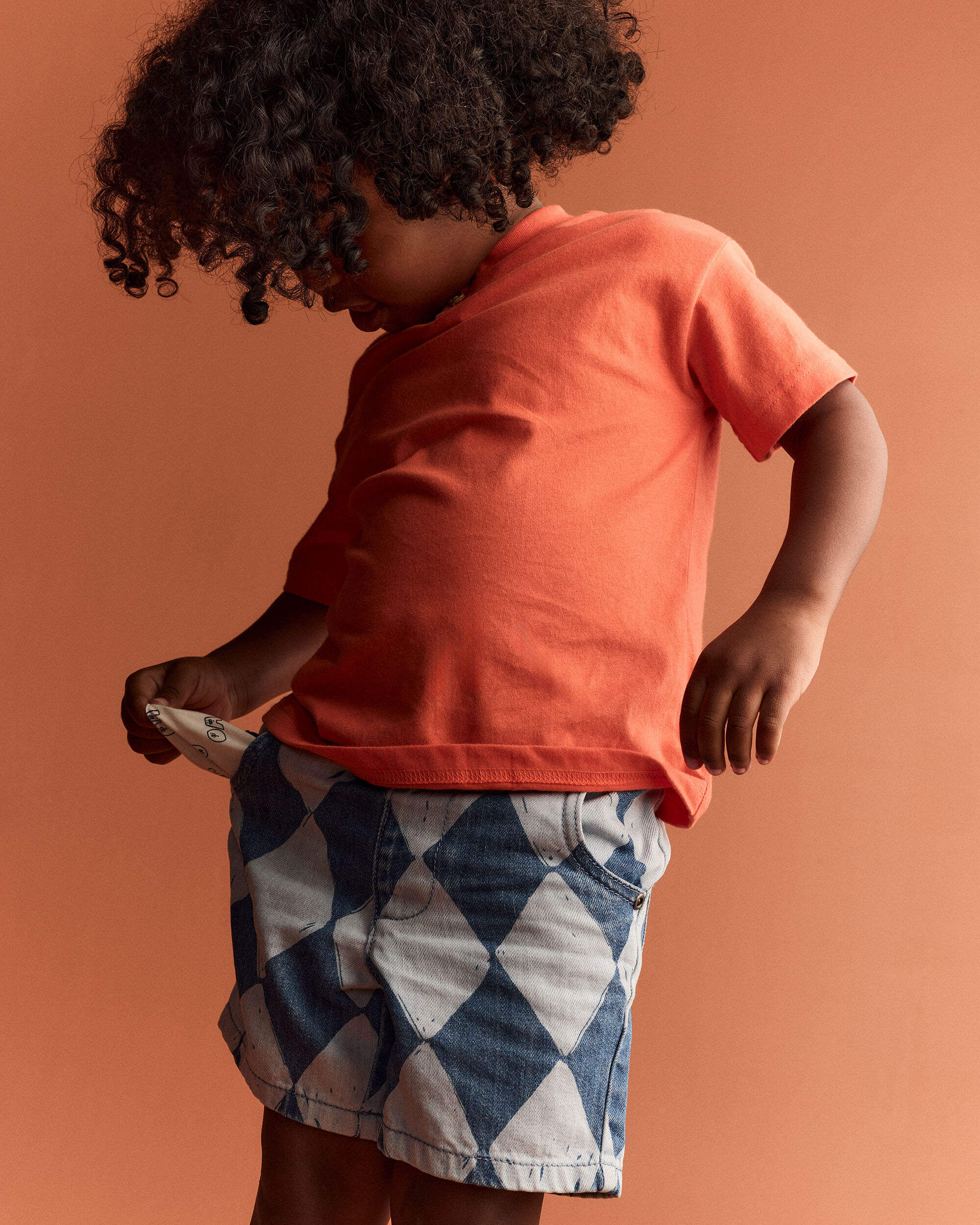 Otter Avenue Toddler Boy Bermuda Short in Diamond Denim Print 12M Blue 26$