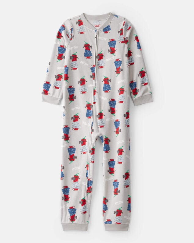 Product image 1 of Boys Chili Pepper Print Fleece Long-Sleeve Loose Fit 1-Piece Pajamas - Grey