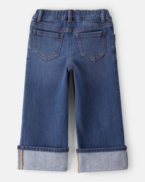 Toddler Girl Denim Wide-Leg Cuff Jeans - Blue