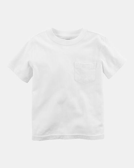baby solid short-sleeve pocket tee - white