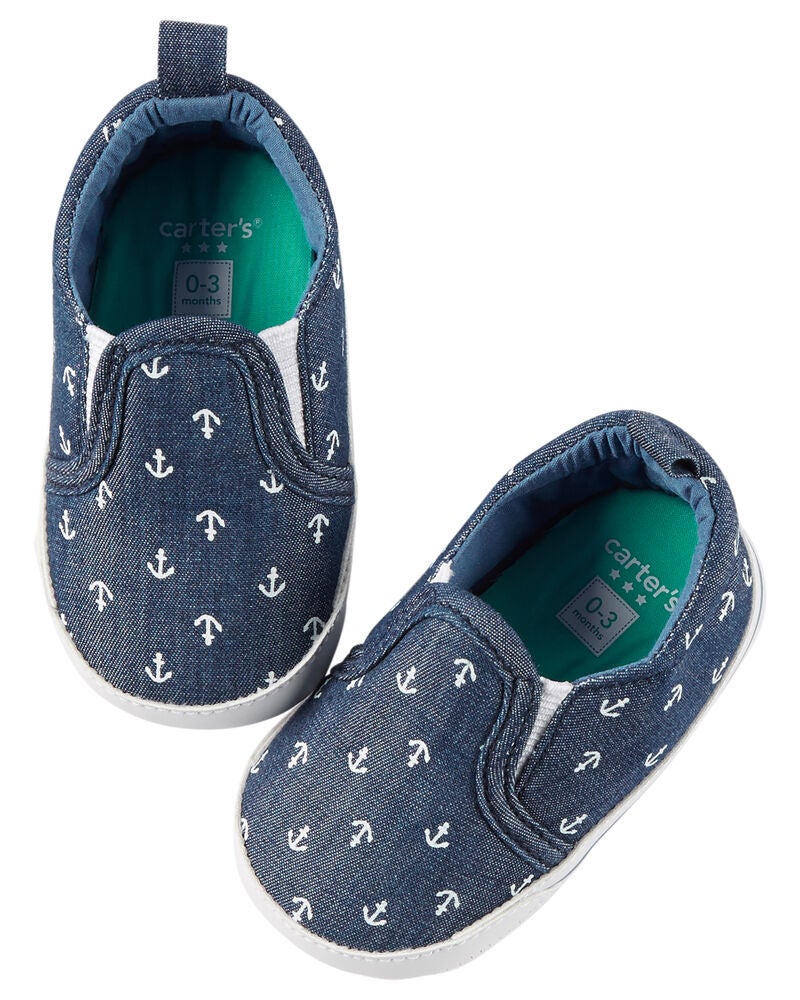 Carter S Anchor Print Slip On Crib Shoes Carters Com