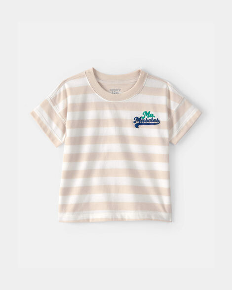 baby boy 'mr. muscles' striped top - tan