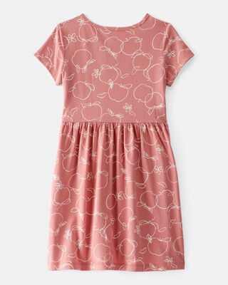Product image 2 of Girls Apple Print Short-Sleeve Dress - Pink