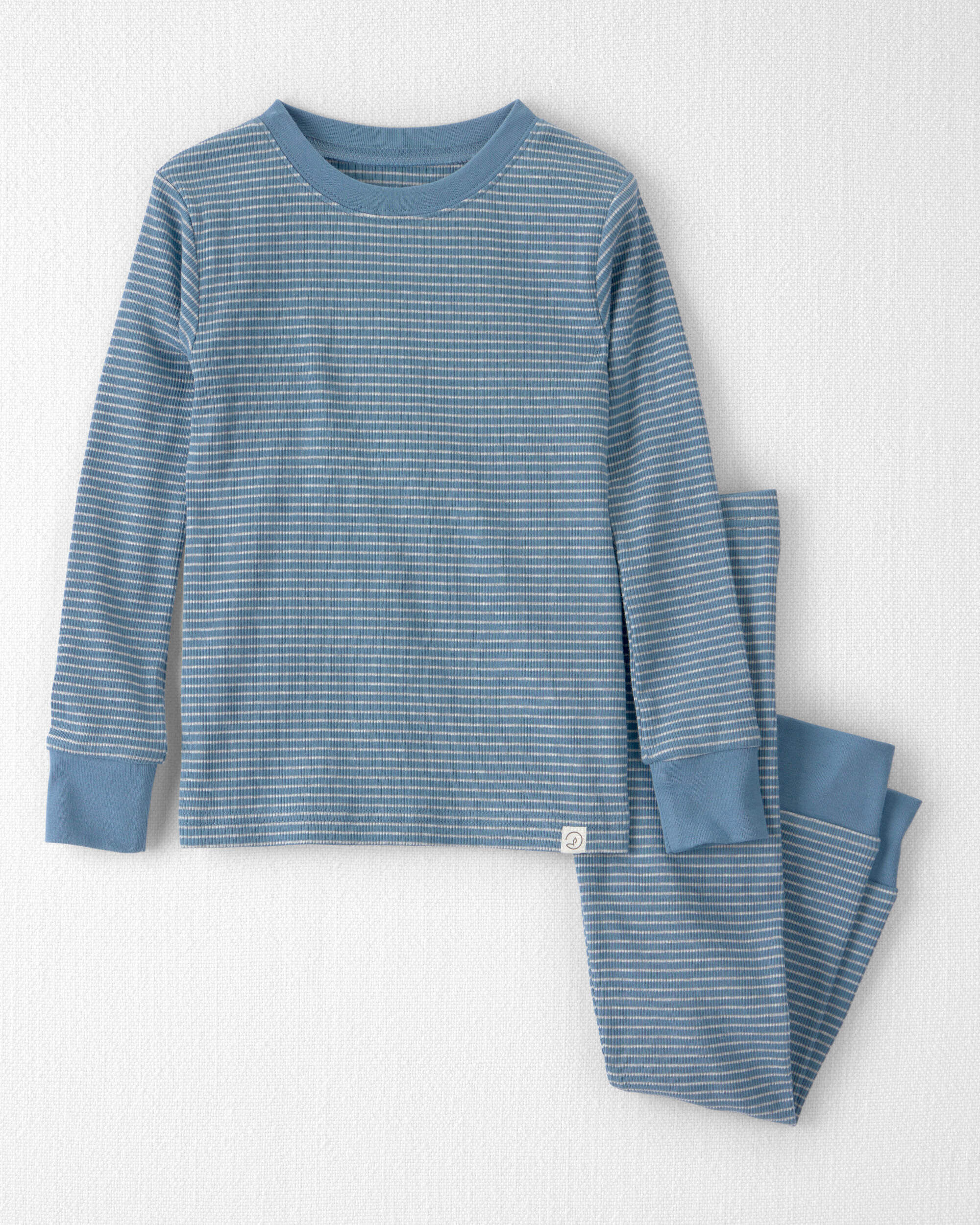Little Planet Toddler 2-Piece Organic Cotton Ribbed Pajama Set in Stripes 2T Blue Stripes