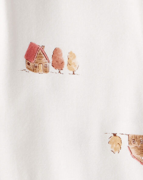 Product image 4 of Baby Fall Print PurelySoft Long-Sleeve 2-Way Zip Sleep & Play Pajamas - White