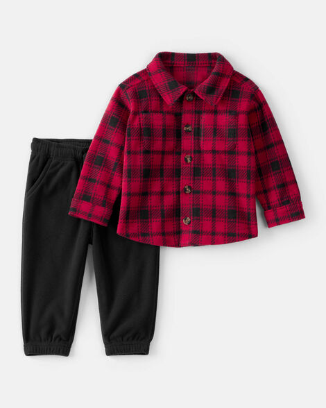 baby boy 2-piece plaid shirt and pants set