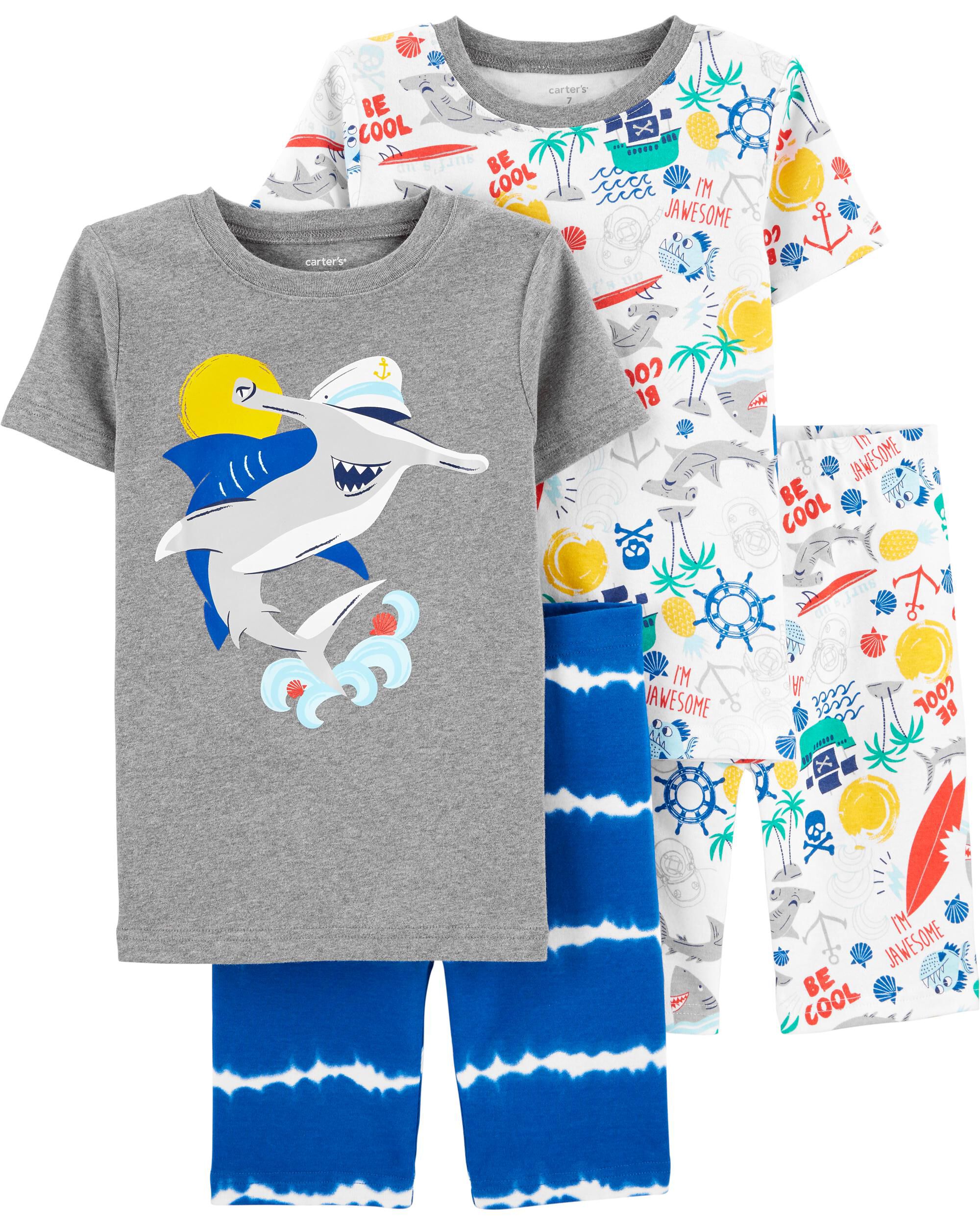 *CLEARANCE* 4-Piece Shark 100% Snug Fit Cotton PJs