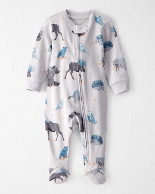 Product image 1 of Baby Organic Cotton Sleep & Play Pajamas in Midnight Forest Print