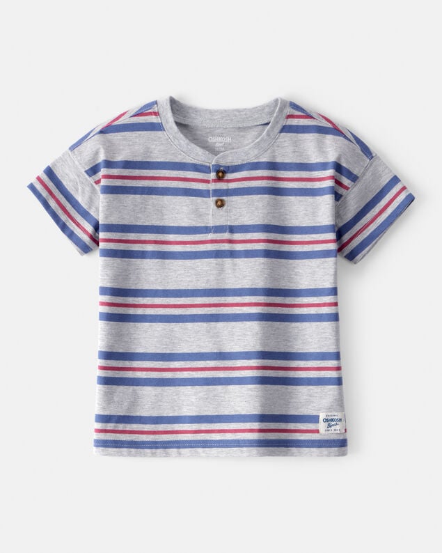 Product image 1 of Toddler Boy Striped Short-Sleeve Henley Tee - Grey