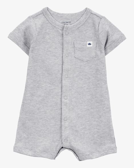 Product image 1 of Baby Boy Waffle Knit Short-Sleeve Romper - Grey
