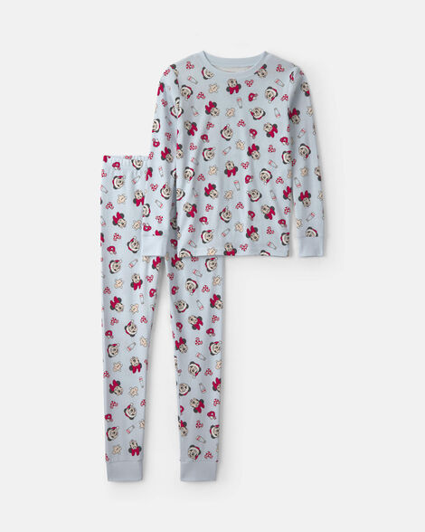 kids 2-piece disney© mickey mouse christmas 100% cotton snug fit pajama set - blue