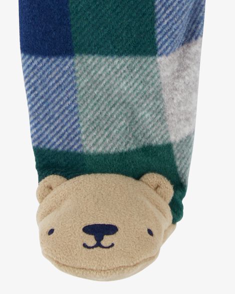Product image 2 of Baby Plaid Bear Fleece Zip-Up Footie Sleep & Play Pajamas