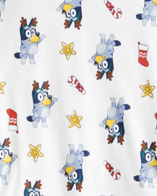 Product image 2 of Kid Bluey Print 100% Cotton Long-Sleeve Snug Fit 2-Piece Pajamas - White
