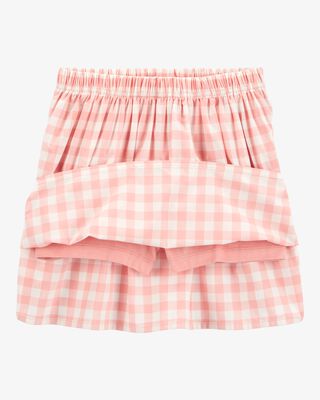 Product image 2 of Kid 2-Piece Gingham Skort Outfit Set - Pink