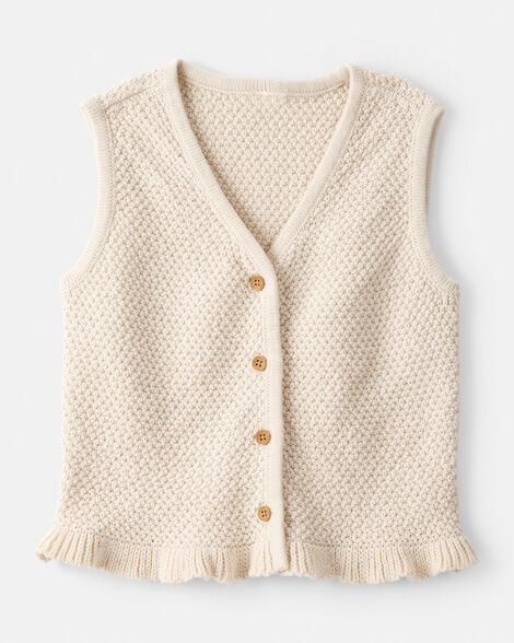 Product image 1 of Toddler Girl Button-Up Sleeveless Vest - Cream
