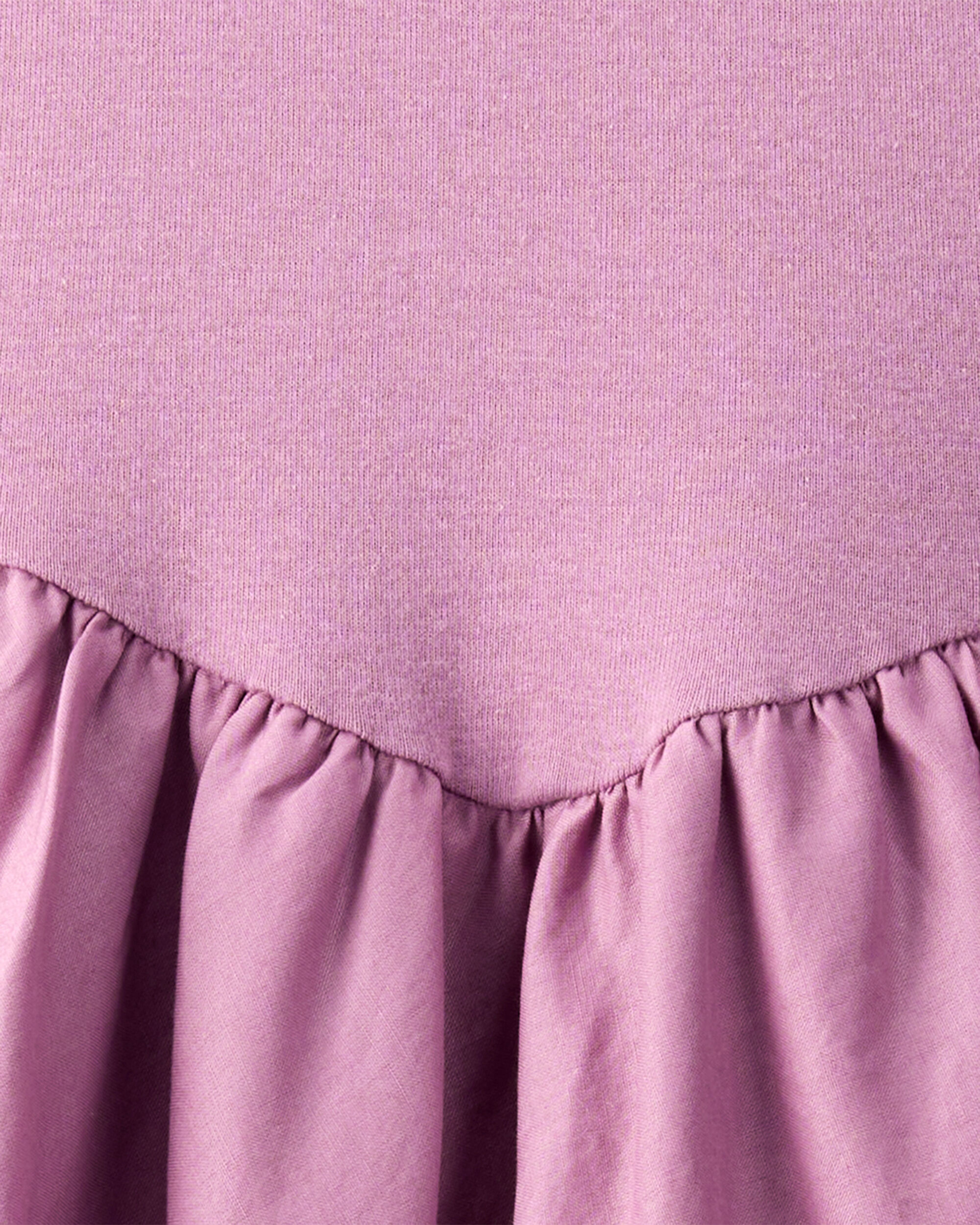 Girls Long Sleeve Cotton Bubble Dress - Purple