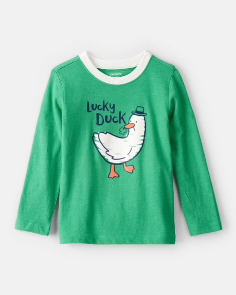 toddler boy st. patricks day lucky duck long-sleeve graphic tee - green