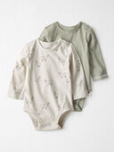 Sweet Cream, Olive - Baby 2-Pack Organic Cotton Rib Bodysuits, Selected
