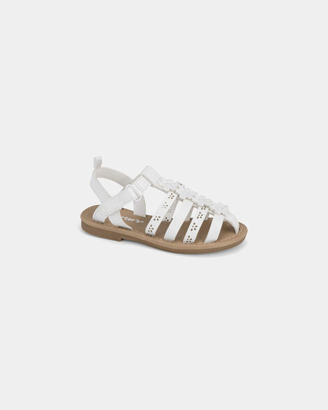 toddler girl floral sandals - white