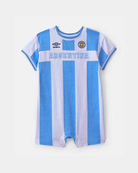 baby umbro argentina romper - light blue/white