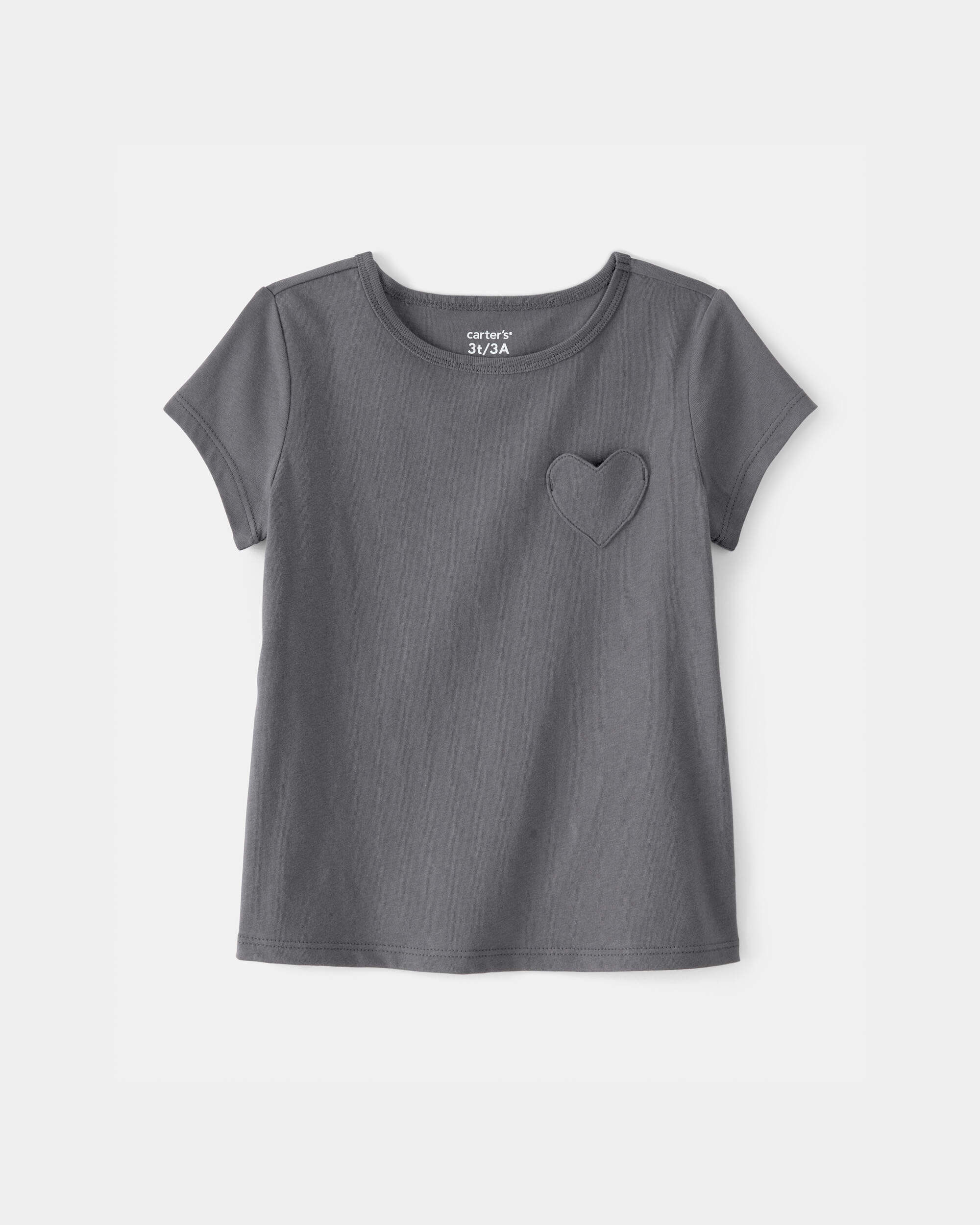 Carters Toddler Girls Girl Heart Pocket Top - Grey 4T Grey 5$