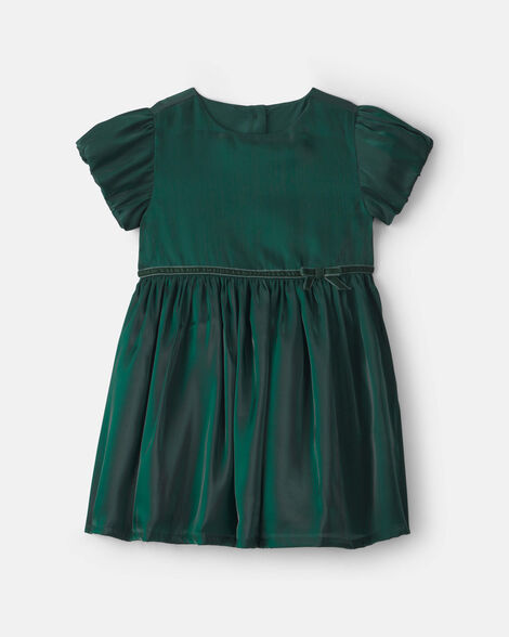 toddler girl poplin short-sleeve dress - green