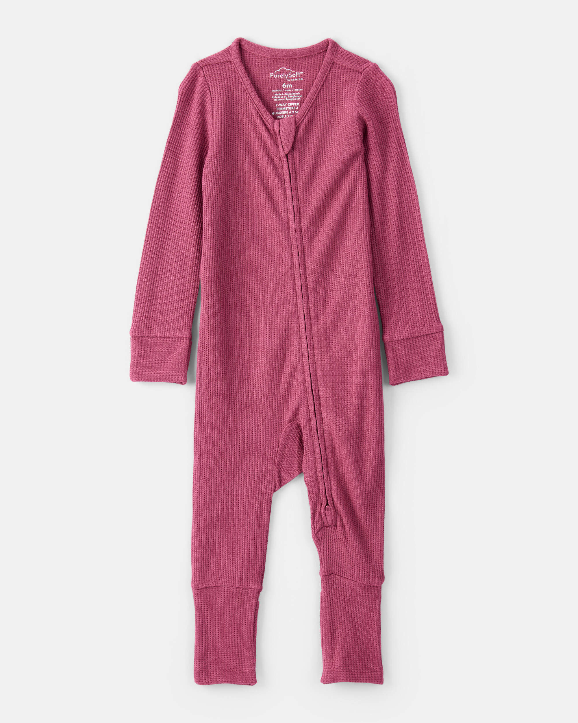 ✿sweetページ✿No.1 Baby Girl Solid 2-Way Zip PurelySoft Sleep & Play Pajamas