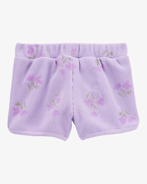  Product image 2 of Toddler Floral Waffle Knit Shorts - Purple