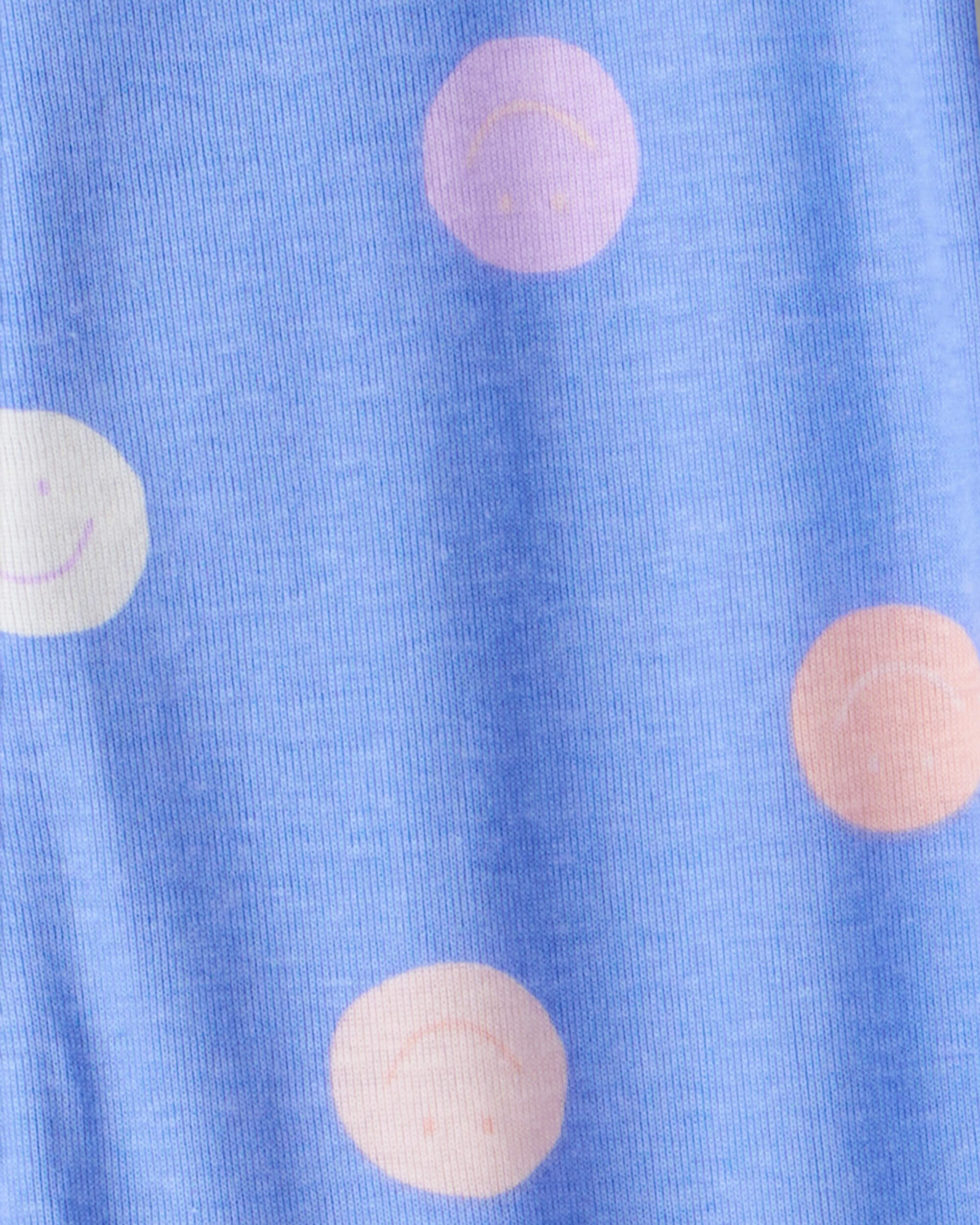 Toddler Girl Smiley Face Print 100% Cotton Long-Sleeve Snug Fit 1-Piece Pajamas - Blue